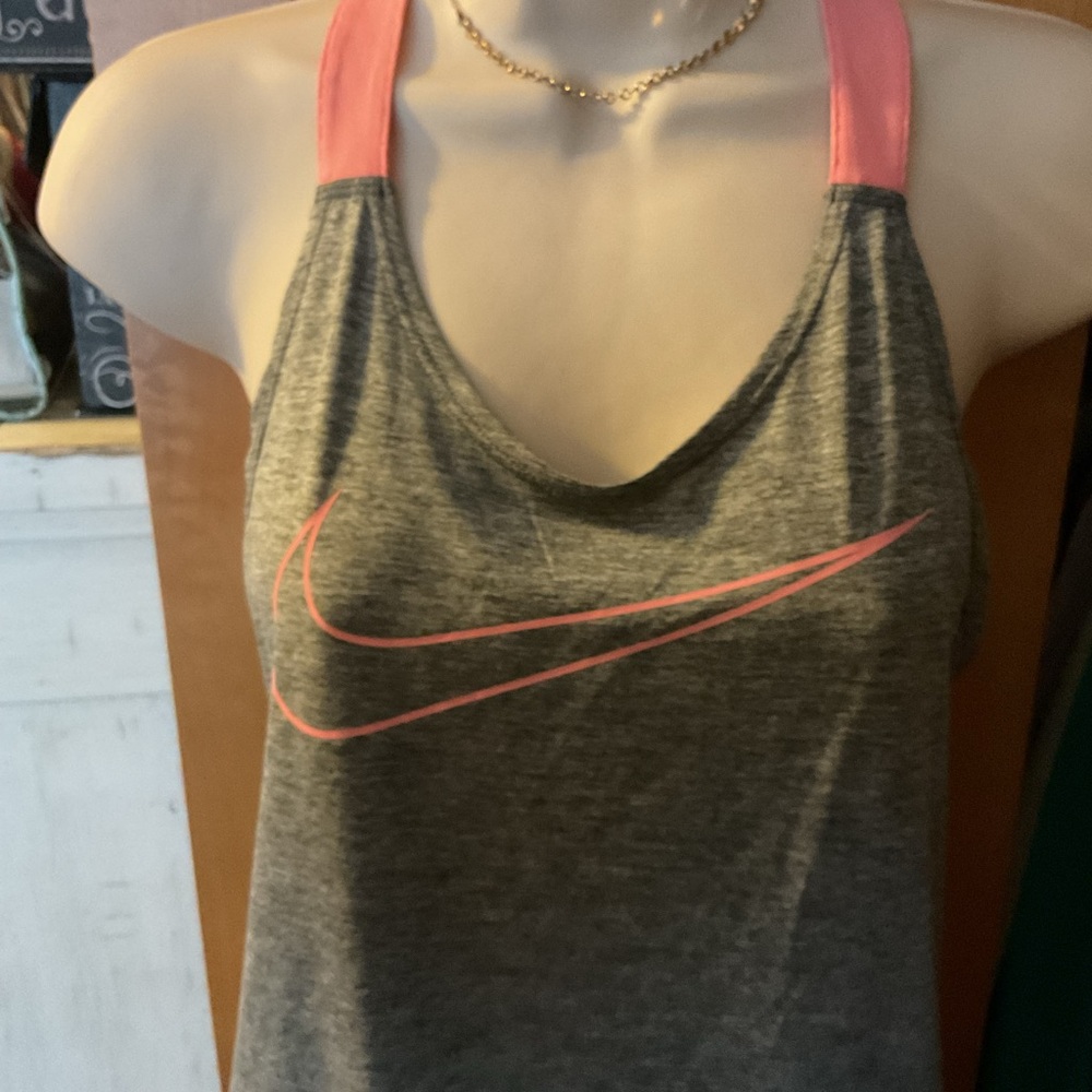 Nike Women's Gray Tank Top with Pink Straps